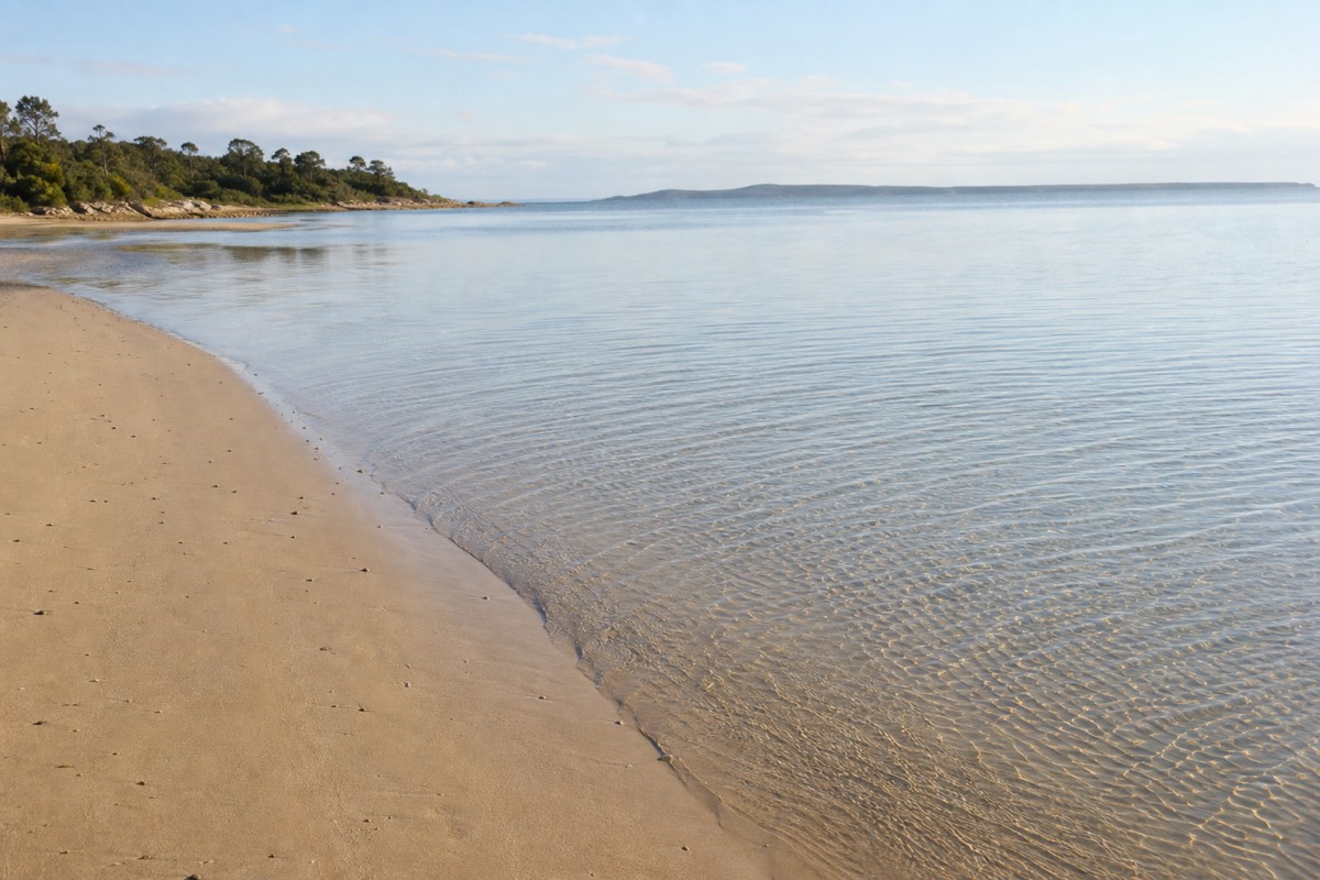 The calm, shallow water of Playa Mansa