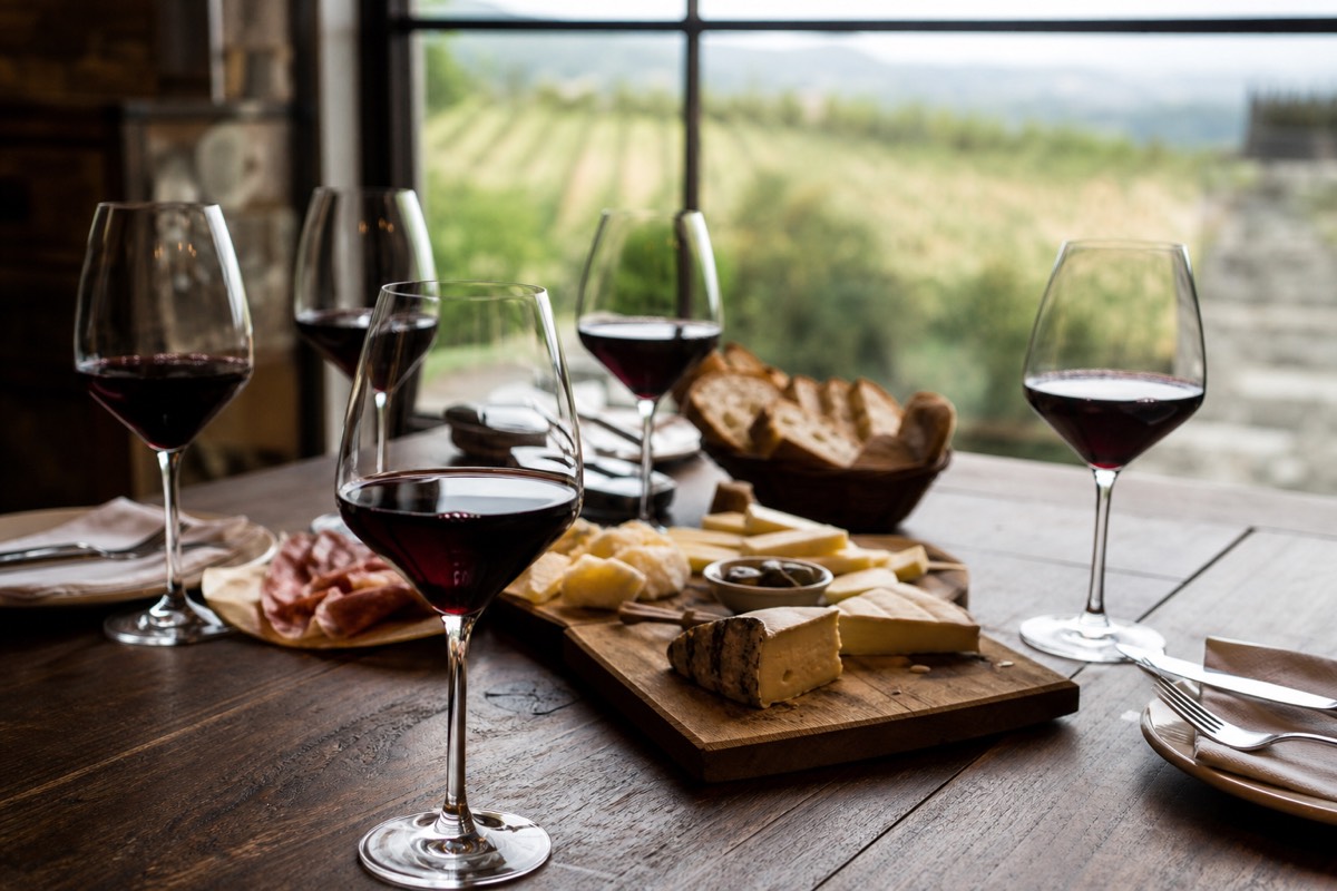 A Tannat tasting laid out with local cheese